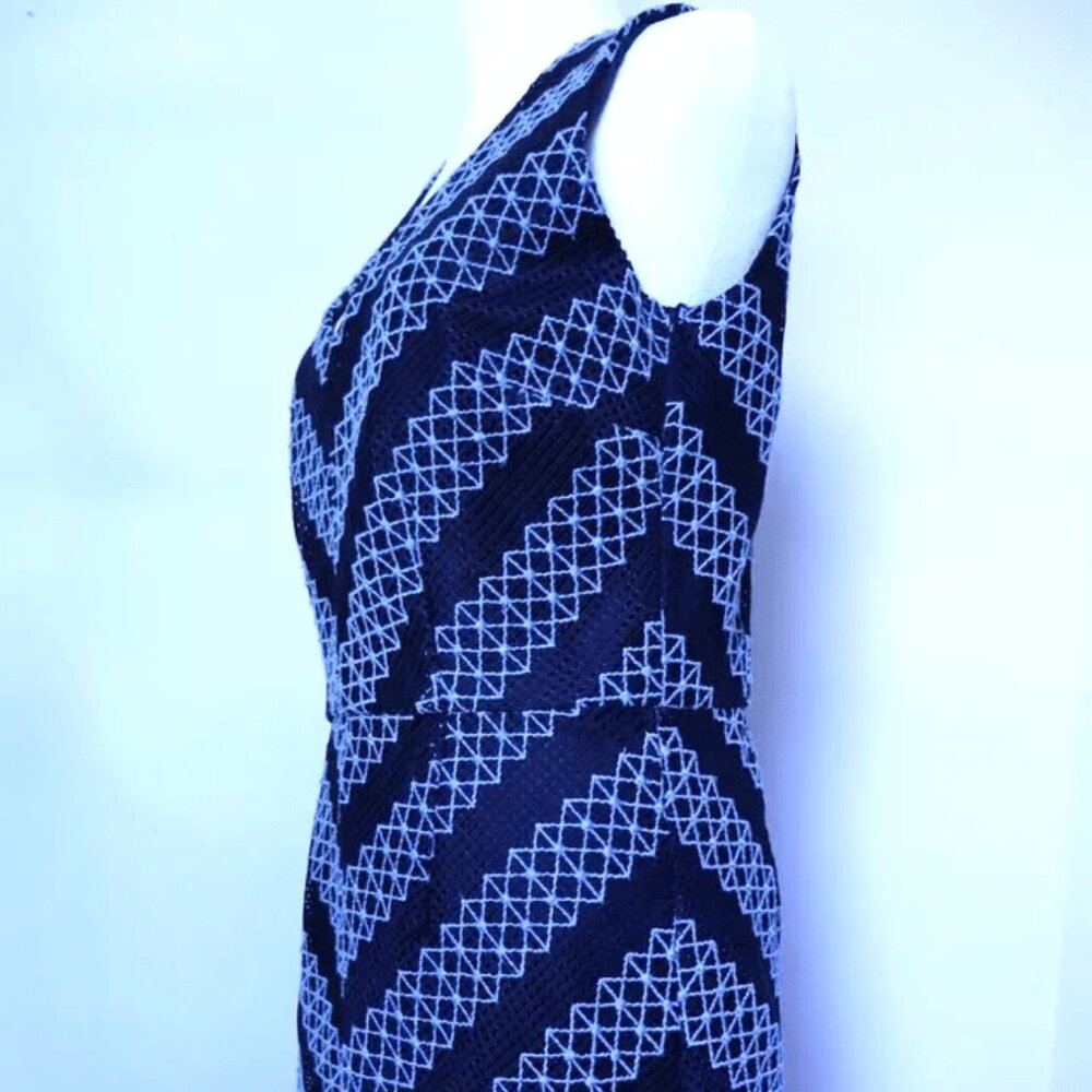Anna Cate Women's Blue Sleeveless Knit Zip Up Lined Dress Size Small